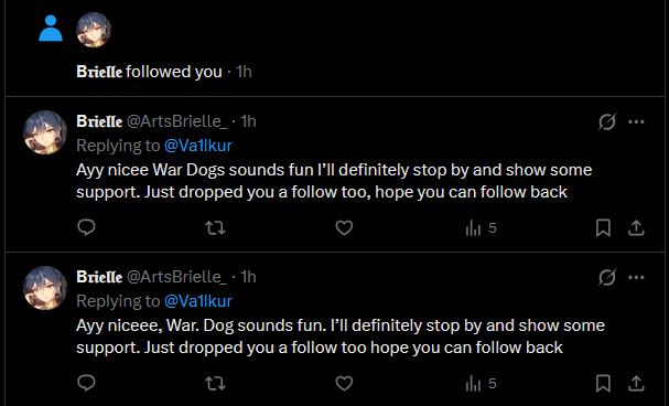 Va1lkur's tweet photo. why so many bot accounts 😭 https://t.co/O5dqytqD0u
