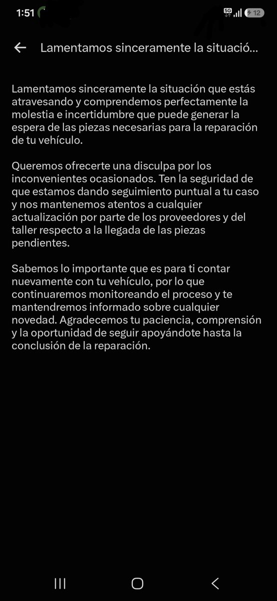RubyPeralta2's tweet photo. @RenaultMX @RenaultMexico @HDISeguros1 Y esta es la respuesta que HDI envia por DM después de 5 meses sin mi vehículo “seguiremos monitoreando” y “agradecemos tu paciencia”.
Sigo sin fecha para la pieza y sigo sin una solución 
Hasta cuándo @HDISegurosMex ? @RenaultMX urge soporte, xq vender vehículos sin refacciones? https://t.co/3pi81RmZU1