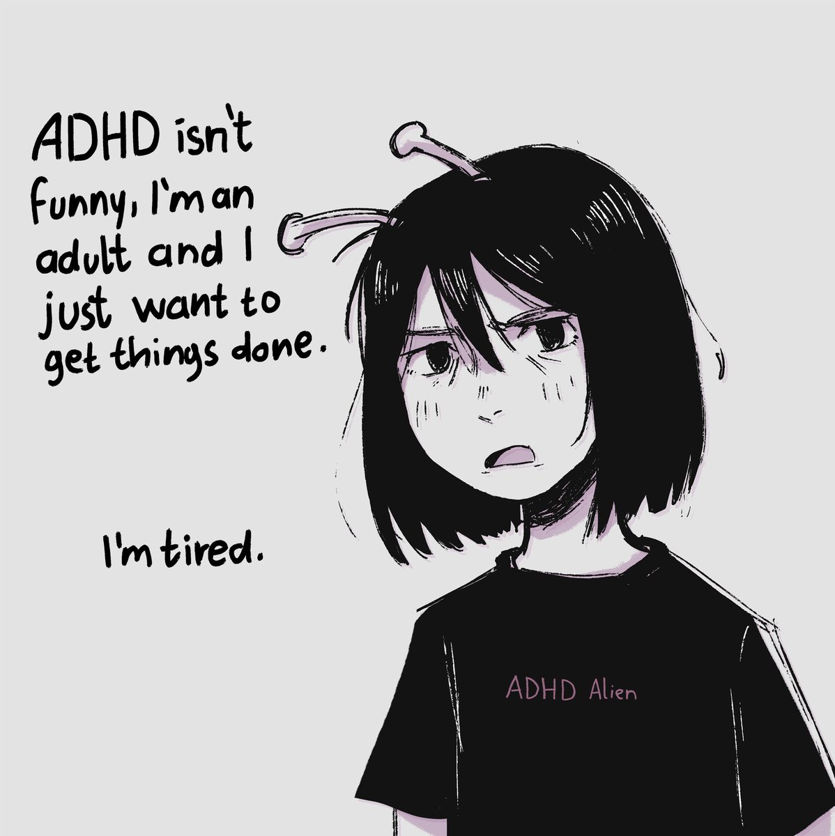 ADHD_Alien's tweet photo. Was going to make a comic about a funny ADHD situation but you know what, it wasn't funny and I cried because I'm just so exhausted before the day even starts https://t.co/loikOmSJhY