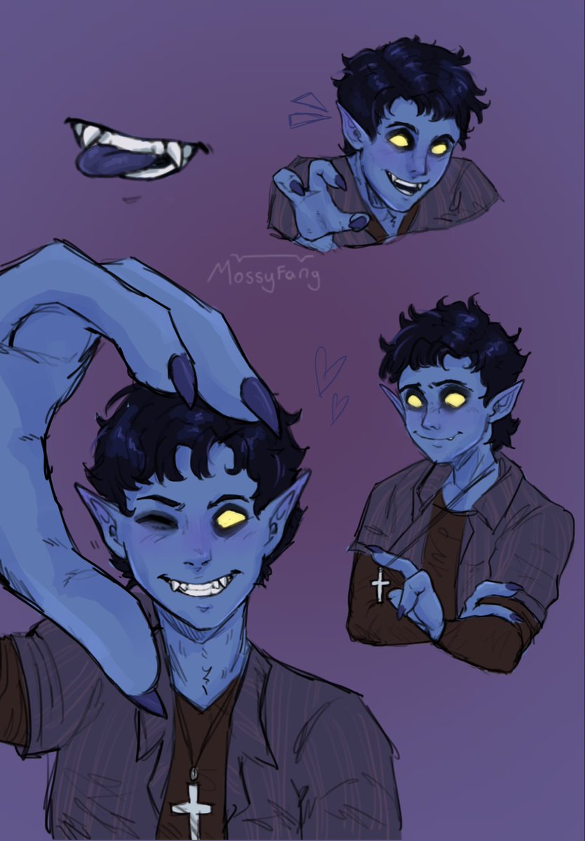 MossyFang's tweet photo. Some little sketches of the cutie!💙💜 I feel like his canines would be slightly crooked and stick out!

Art by me!💙

#nightcrawler #kurtwagner #art #xmen https://t.co/EtUi5uZmxp