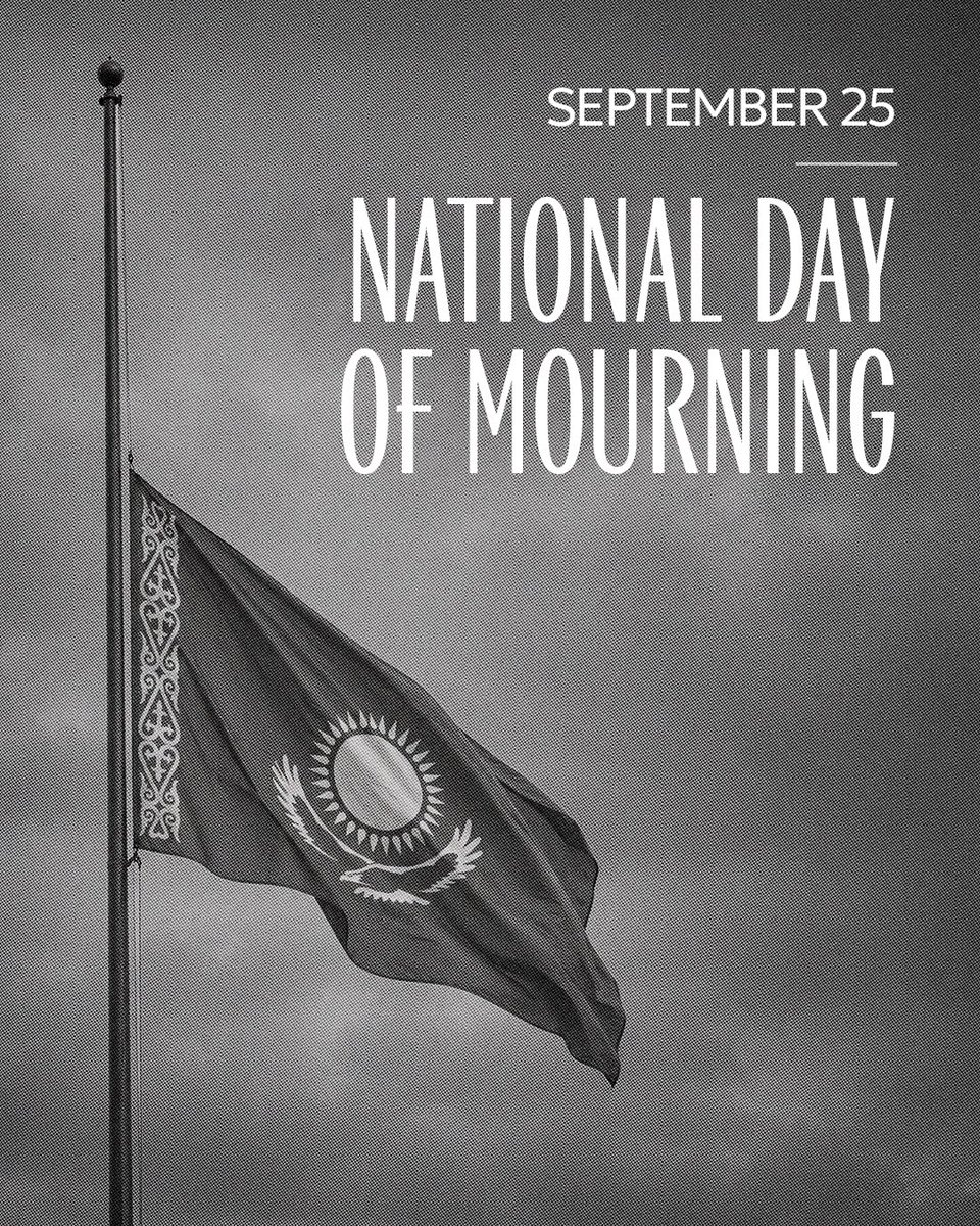 aqorda_press's tweet photo. By order of President Kassym-Jomart Tokayev @TokayevKZ September 25, 2026, has been declared a National Day of Mourning in Kazakhstan following the deaths of servicemen who lost their lives in the line of duty in the Mangystau Region.