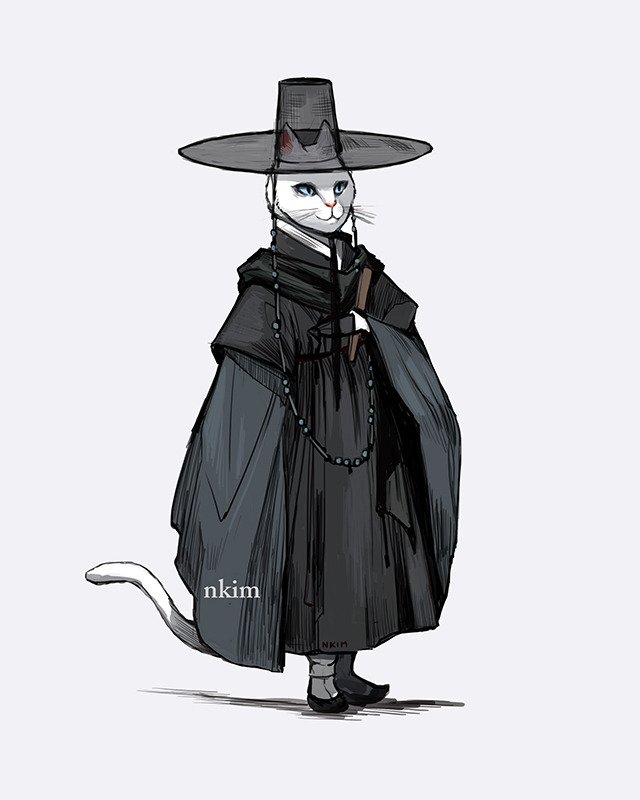nkim_illustrate's tweet photo. Cats in hanbok. https://t.co/exaZ7kEYDv