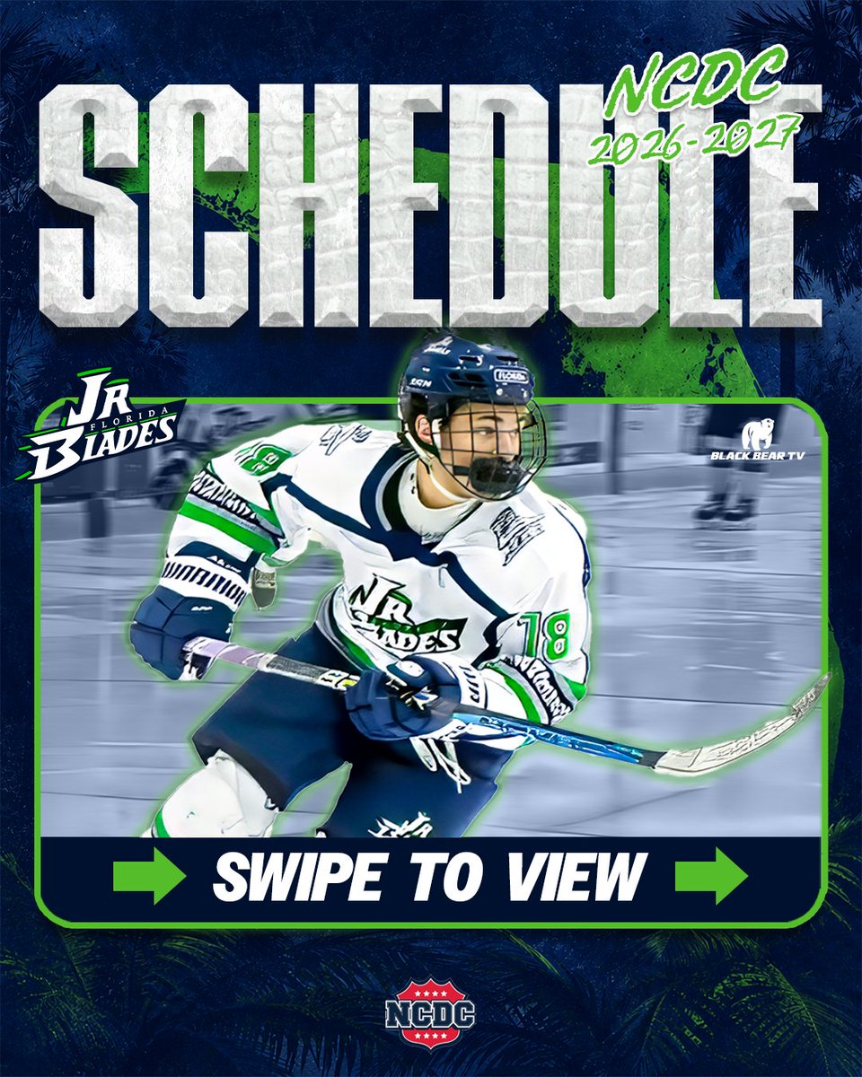 FloridaJrBlades's tweet photo. ๐ 2026โ27. Weโre back.
New season. New roster. New battles.
The NCDC is ready to go. Time to get to work in the Swamp.
Check out the full season here โก๏ธ https://t.co/TDmG3yM4wp
#ForgedInTheSwamp #USPHL #NCDC https://t.co/eFBNRVKrUm
