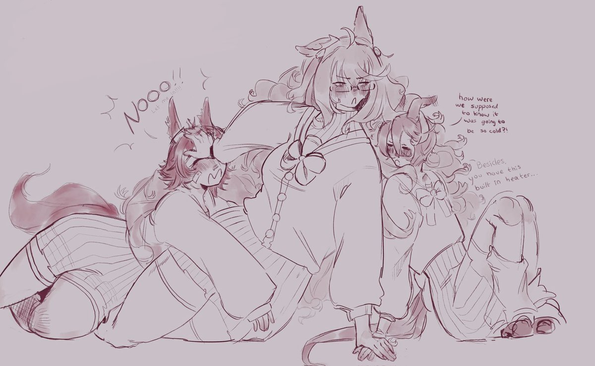 MiilkiiBunnii's tweet photo. Colder weather… Hayahide is not so very happy about being used as a uma heater… https://t.co/IO7MNrsQS5