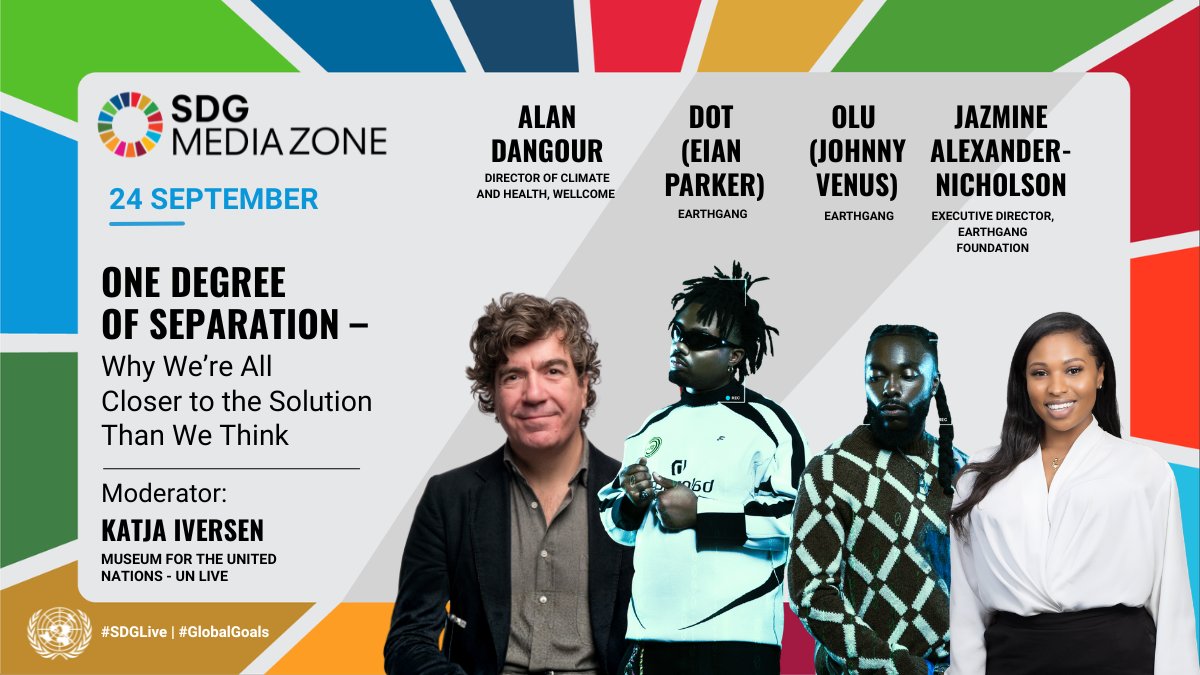 GlobalGoalsUN's tweet photo. Music can make global issues personal. @EarthGang joins the @UN and health experts to launch “Cool Me Down,” a new Sounds Right track exploring the connections between extreme heat, climate and human health.
#SDGLive from 3:30 PM EDT:  https://t.co/aM1SXDNg0z https://t.co/t590iTTcAD