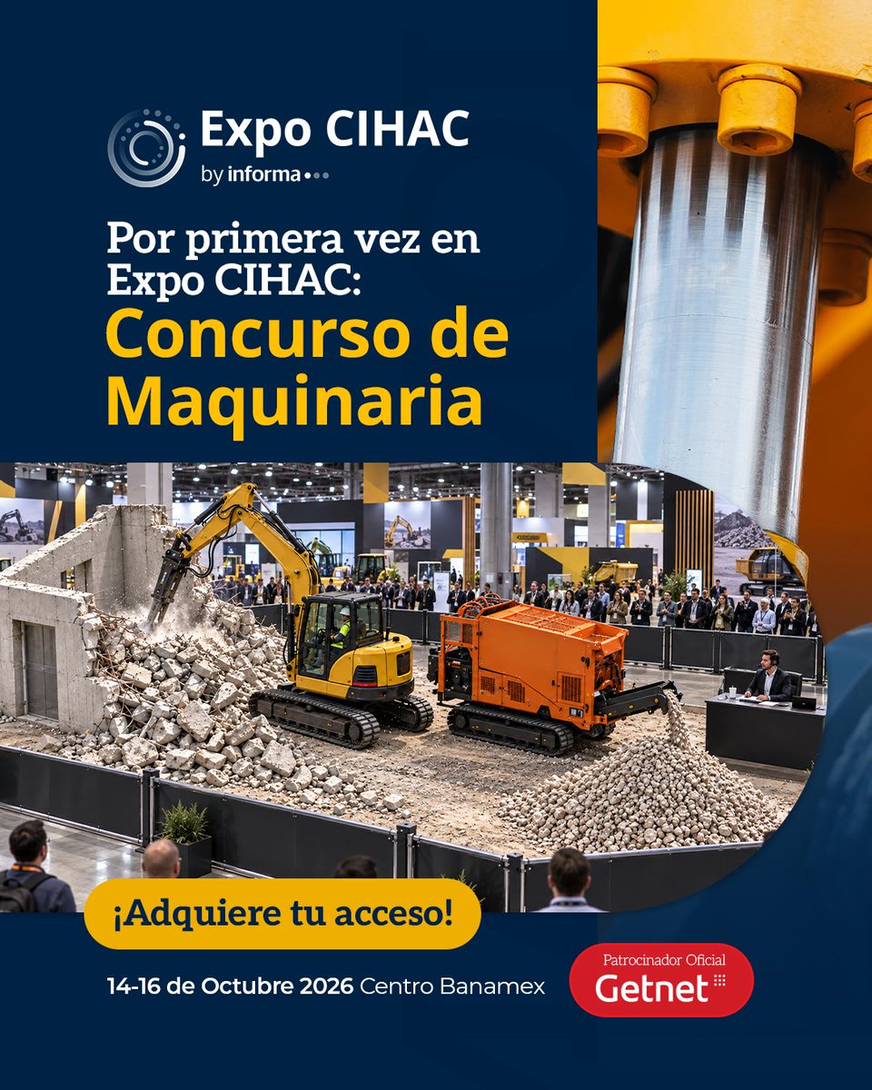 Expocihac's tweet photo. La maquinaria se pone a prueba por primera vez en Expo CIHAC.🧱
Adquiere tu entrada y no te pierdas este nuevo espacio de competencia e innovación.
⏰¡Te esperamos en Expo CIHAC del 14 al 16 de octubre de 2026 en Centro Banamex!
https://t.co/imcLlI0uUk
#ExpoCIHAC #CIHAC https://t.co/P7hHKKV0vW