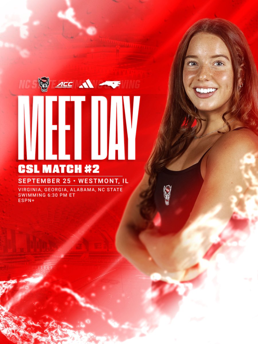 packswimdive's tweet photo. Finally Race Day!!

CSL Match #2
🔴 vs. Virginia, Georgia, Alabama
📍Westmont, IL | FMC Natatorium
⏰ 6:30 p.m. ET
📺 ESPN+
#GoPack https://t.co/qRHq3mrTEy