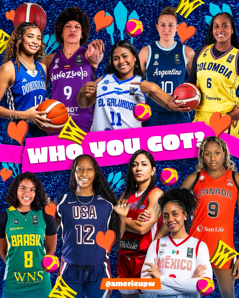 americupw's tweet photo. 🇸🇻🇦🇷🇧🇷🇨🇴🇻🇪🇺🇸🇨🇦🇵🇷🇲🇽🇩🇴 

Who are you supporting in 2027? 🤩

#AmeriCupW https://t.co/yShYReNwhl