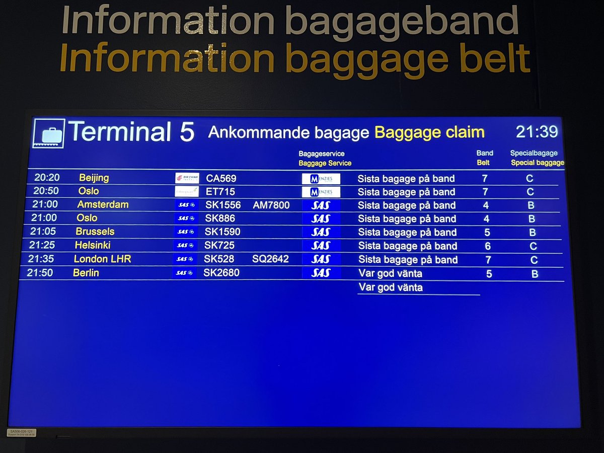 tabidouga810's tweet photo. スウェーデン🇸🇪に再び入国！

スカンジナビア航空の11時間45分の乗継のため、ストックホルムから再度入国。今回はシェンゲン圏同士の移動のため、入国審査は無し。

深夜乗継かつ、空港・市内も既に観光済みなので、足早に空港を出てホテルへ。翌朝のフライトも早いので、早めの休息です。 https://t.co/pLUpIhvrTZ