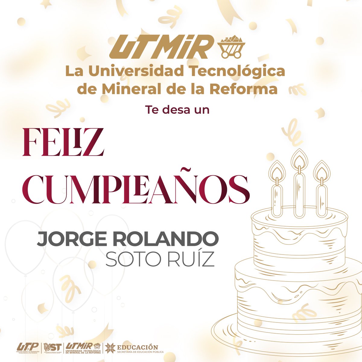 ut_mineral's tweet photo. ¡Feliz cumpleaños, Jorge Rolando Soto Ruíz!
La comunidad de la #UTMiR te desea un día lleno de alegría, bienestar y gratos momentos junto a tus seres queridos.
¡Recibe nuestros mejores deseos y muchas felicidades!
#SOMOSRAPTORS https://t.co/No8712SSWr