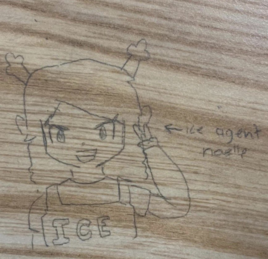 sauceboss766's tweet photo. LOL I DREW NOELLE AS AN ICE AGENT ON MY CHEMISTRY CLASS DESK AND THIS OTHER DELTARUNE FAN IN THE CLASS GOT MAD AT ME LOL 😂 DELTARUNE FANS CANNOT TAKE DARK HUMOR JOKES 🤣🤣 https://t.co/k1N1JGQQ8p
