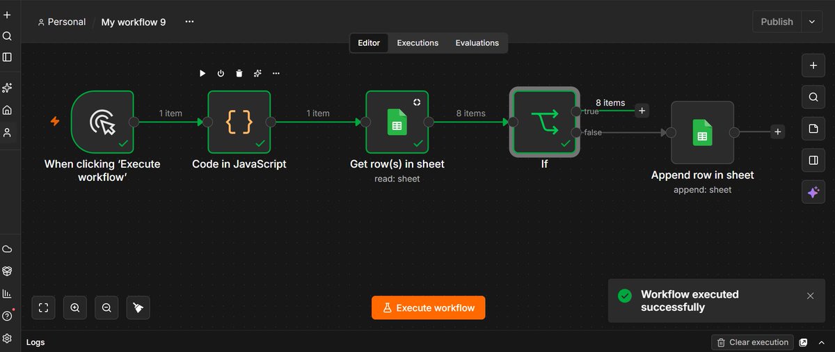 Chevy_12's tweet photo. Day 17 #100DaysOfAutomation
Today I worked on the lookup-before-create pattern.
Before creating a new record:
-Search existing records
-Check a unique field like Email
If found → stop
If not found → create
New email → row added
Existing email → no duplicate created https://t.co/nCI8rwK3zE