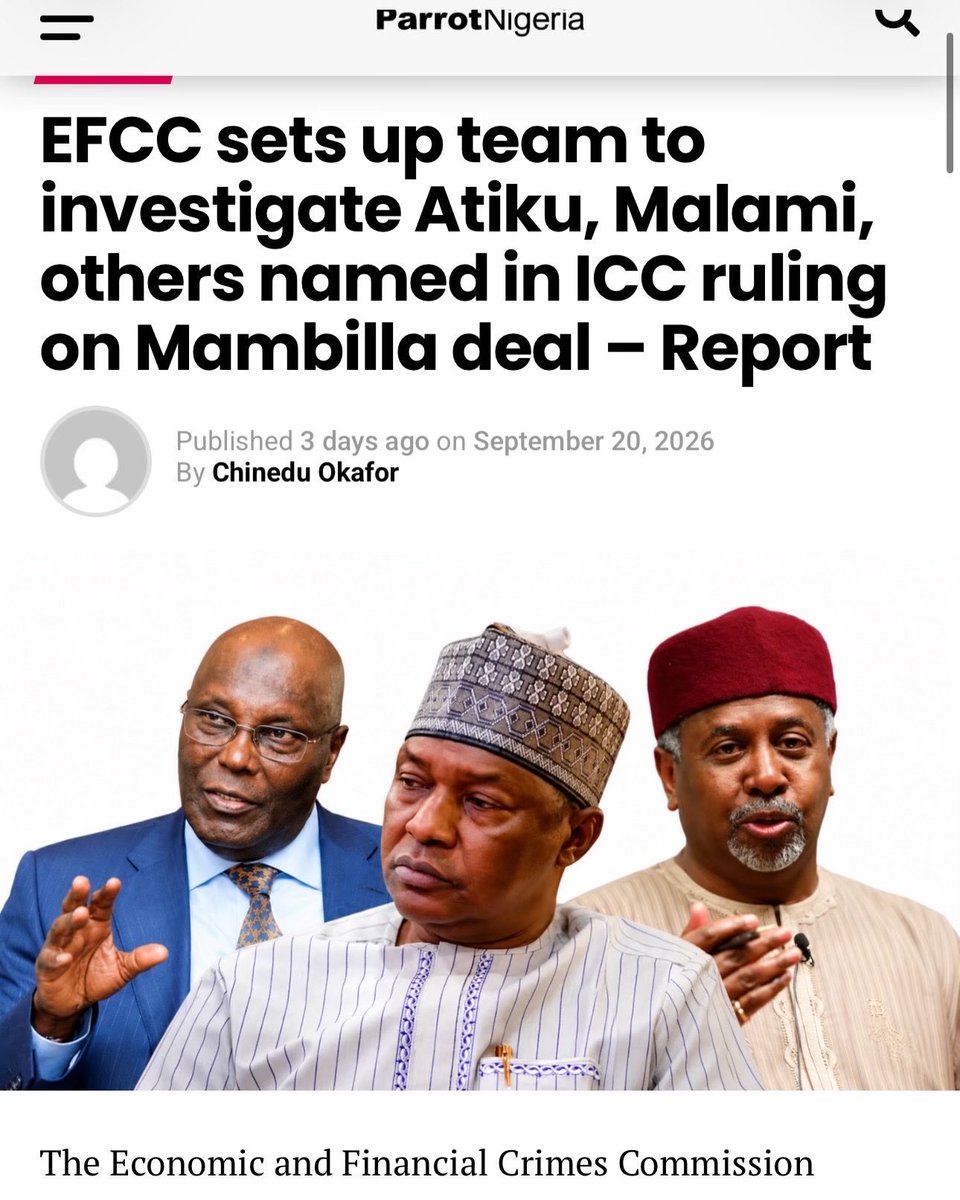 FYL_NG's tweet photo. TORCHLIGHT THURSDAYS
ICC rejected Sunrise Power's $400M claim over Mambilla Hydro, and exposed a money trail: $1.74M to a former NSA's son, payments to a former VP's ex-wife, "medical expenses" for a former minister, a promised cut for a former AGF.
EFCC has now launched a probe. https://t.co/DWiNgQ4QaJ