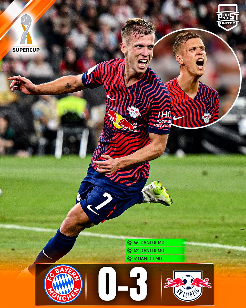 postunited's tweet photo. 🚨😳 EL BAYERN PIENSA EN OLMO PARA ENERO

🤔 El conjunto bávaro estaría estudiando realizar un movimiento por el español, en una operación que podría acercarse a los 80M€

🔙 En su día, Dani Olmo firmó uno de sus mejores partidos precisamente frente al Bayern, al que le marcó un hat-trick

ℹ️ Sky Sports