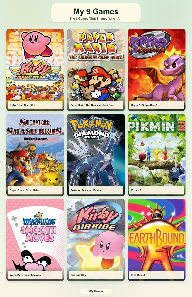 DreamlandPeter's tweet photo. yo + mis 9 juegos favoritos ever https://t.co/xzIbtYE69Y