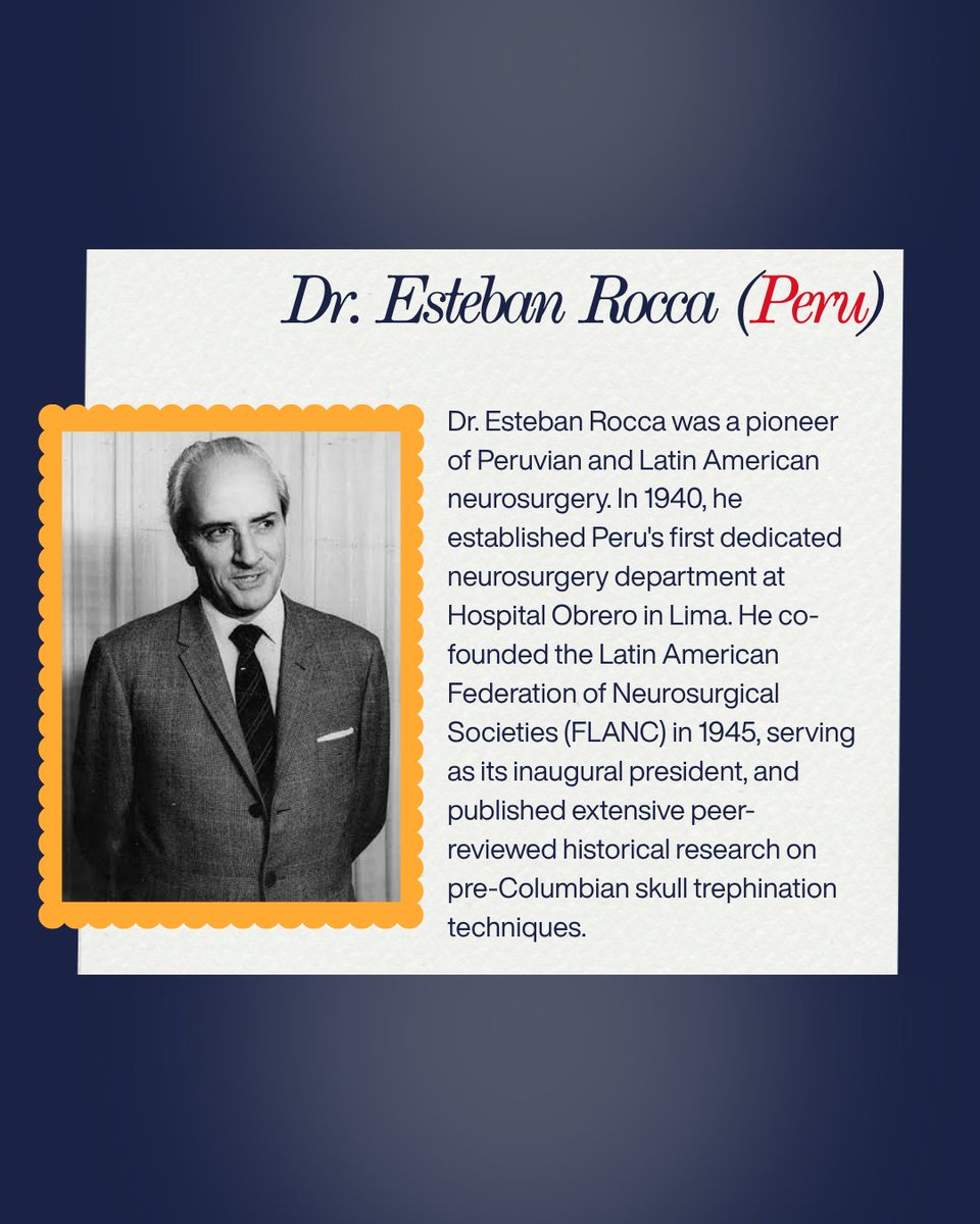 LatinxNSGY's tweet photo. Today: 3 early Latinx pioneers: 🇵🇪Dr. Esteban Rocca, 🇸🇻 Dr. Jose Kuri Asprides, 🇨🇴Dr. Salomon Hakim. Read their stories and learn about their lasting impact on our field! #LINS #Neurosurgery #HispanicHeritageMonth https://t.co/1WyzTNdCTQ