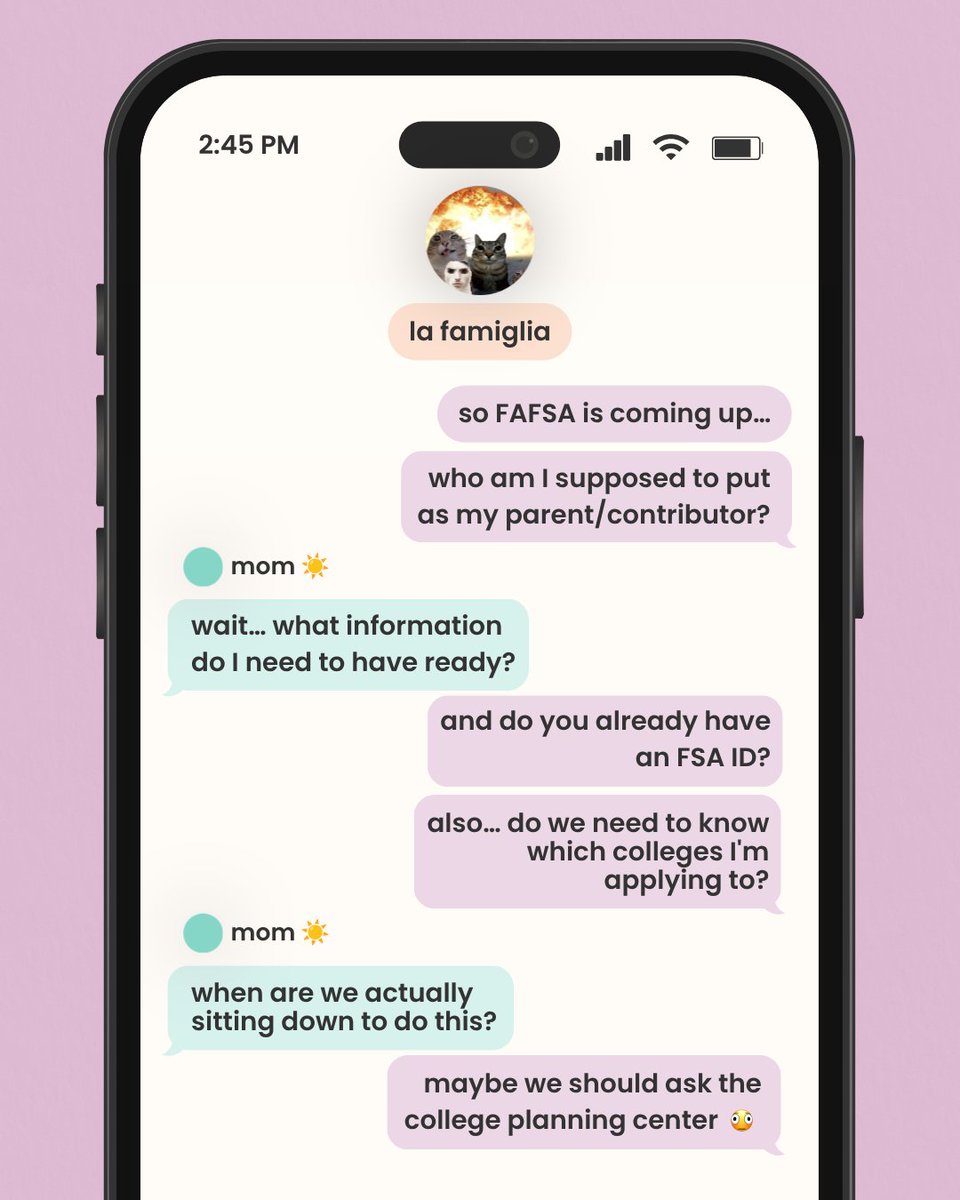 CPCRI's tweet photo. consider this your sign to bring up the FAFSA in the family group chat💬

Have questions? Ask us! We can provide personalized guidance based on your situation!

Save this for when the FAFSA conversation inevitably hits the family group chat 👀 https://t.co/CxxDhs5BHR