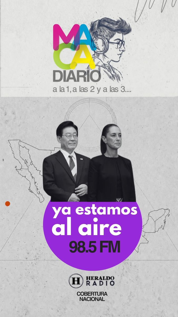 maca_online's tweet photo. 📰 Ya estamos al aire en #MacaDiario x el 98.5 FM

🇺🇸 #CNN, #MSNOW y #Politico recuperaron su acceso a la #CasaBlanca, después de casi una semana fuera y tras la intervención de un juez federal.

🇲🇽🇰🇷 La presidenta Claudia #Sheinbaum anunció que, durante su reunión con el presidente de #CoreaDelSur, se firmará un acuerdo en materia de #comercio, #educación y #cultura.

⚖️ Avanzan las iniciativas sobre derechos de autor y propiedad intelectual, conocidas como la “Ley Antimemes”. 

👶 La diputada de #MC, Patricia Flores, presentó el “Protocolo Patricio”, una iniciativa que busca combatir el subregistro de casos de muerte de cuna.