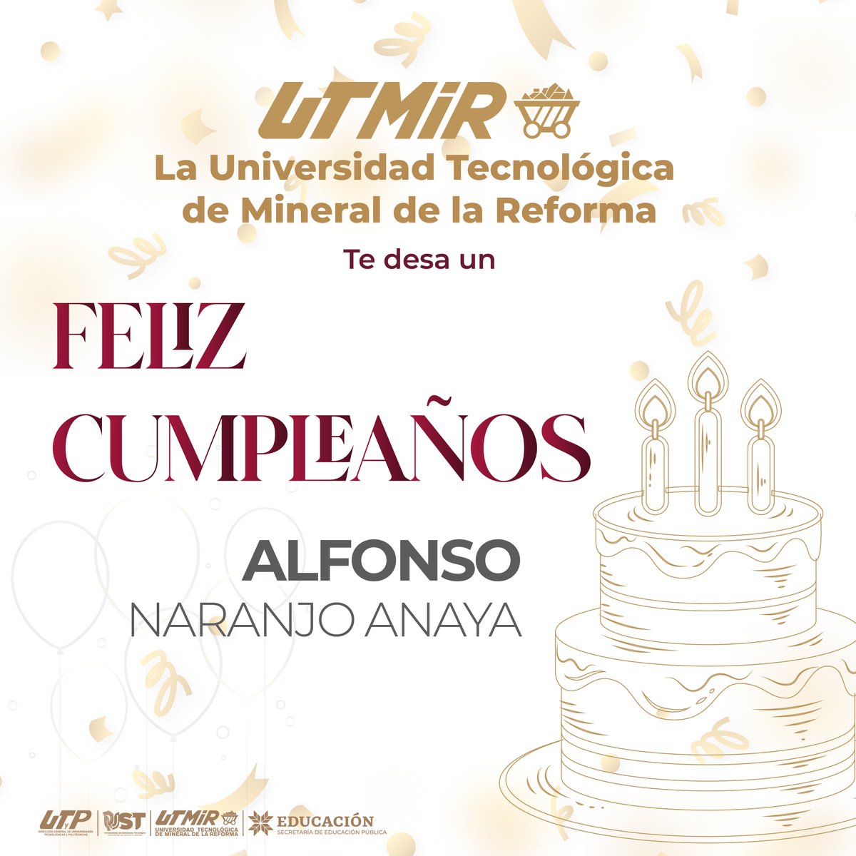 ut_mineral's tweet photo. ¡Feliz cumpleaños, Alfonso Naranjo Anaya!
La comunidad de la #UTMiR le desea un excelente día, lleno de alegría, bienestar y momentos especiales en compañía de sus seres queridos.
¡Reciba nuestros mejores deseos y muchas felicidades!
#SOMOSRAPTORS https://t.co/tSmpxXEyB8