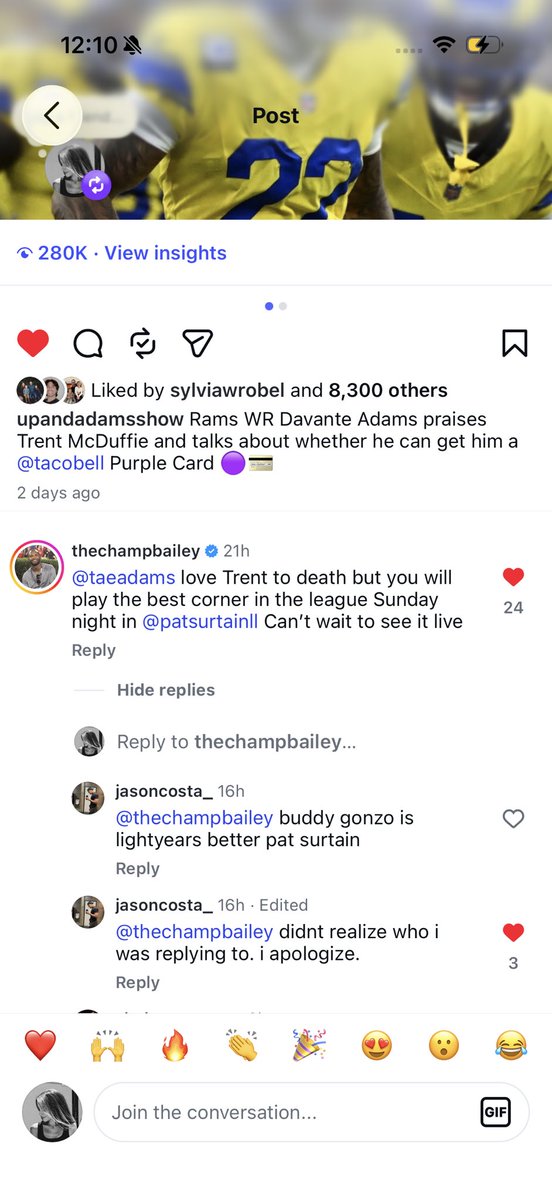 heykayadams's tweet photo. HOFer Champ Bailey chimes in on the best corner in the NFL chat. 💬 

Hilarious by Jason Costa. 

@champbailey @UpAndAdamsShow @PatSurtainll https://t.co/ruInAyXaZi