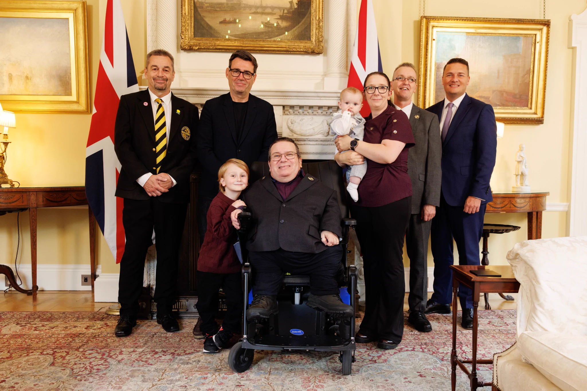 Andy Burnham and Wes Streeting meet representatives of the nuclear veteran community inside 10 Downing Street.