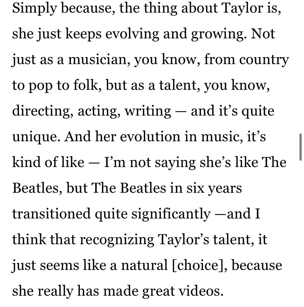 TimesSwift's tweet photo. 🏆| VMAs producer Van Toffler says they created the Artist Director Honors award to honor Taylor Swift’s evolving and growing career, and reached out to her team to let them know. https://t.co/fNCC2QglPB