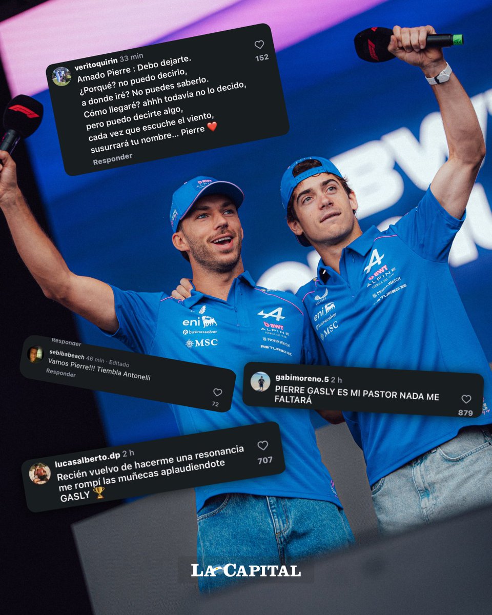 lacapital's tweet photo. Después de que Pierre Gasly denunciara haber recibido "amenazas" tras el incidente con Franco Colapinto en Madrid, los comentarios en sus redes dieron un giro de 180 grados: ahora, en lugar de criticarlo, lo llenan de elogios a más no poder.

La picardía argentina. 😂🇦🇷