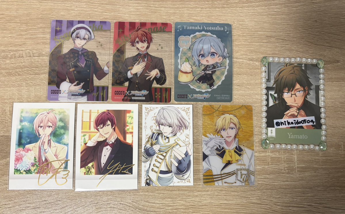 nikaido0504's tweet photo. 【交換】 アイナナ ココス クリアカード クリカ 第1弾 第2弾 第３弾 缶バッジ
【譲】三月･環･壮五･ナギ･陸･天･トウマ･巳波
【求】第３弾 大和･三月･ナギ･全員(各1ずつ)

郵送のみ、リトリン必読！
大和さん含めた纏めての方優先！
巳波は纏めて方のみ！
お気軽にお声がけください！ https://t.co/ZelFYCa32M