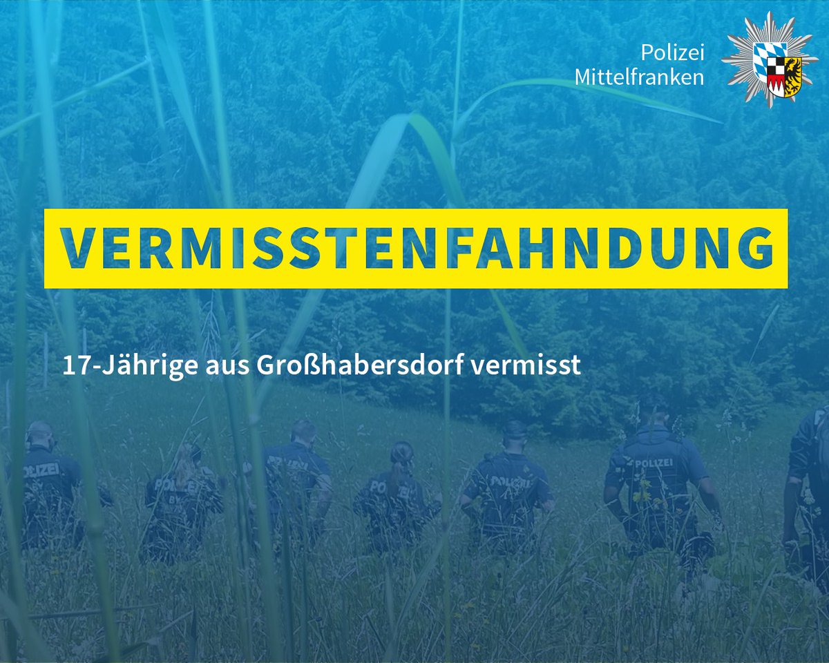 PolizeiMFR's tweet photo. Seit Donnerstag (24.09.2026) wird eine 17-Jährige aus #Großhabersdorf (Lkr. Fürth) vermisst. Sie wurde zuletzt an ihrer Berufsschule in #Fürth gesehen. Wir bitten um Hinweise zu ihrem Aufenthaltsort.

Weitere Infos und ein #Bild der Vermissten unter:
https://t.co/NQ41AOF8md https://t.co/JeA4FohXey