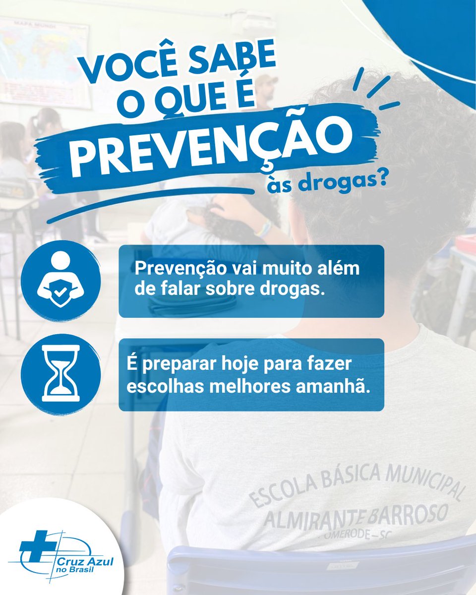 CruzAzul_BR's tweet photo. Quer levar esse trabalho de prevenção para o seu município ou instituição?

📞 Parcerias com o setor de prevenção:
(47) 9694-0654

📚 Quer se capacitar na área da prevenção e transformar vidas?

📞 Cursos e capacitações:
(47) 9903-8205

Juntos, podemos ampliar o alcance da prevenção e contribuir para que mais pessoas tenham acesso à informação, ao cuidado e a ferramentas para fazer escolhas que valorizam a vida.

Cruz Azul no Brasil
Para a VIDA, sem drogas!

#CruzAzulNoBrasil #Prevenção #PrevençãoÀsDrogas #PrevençãoNasEscolas #Educação #HabilidadesParaAVida #Escolhas #Cuidado #Juventude #ParaAVidaSemDrogas