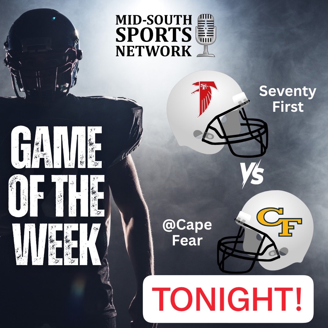 Mid_SouthSports's tweet photo. IT’S GAMEDAY on THURSDAY! Tonight the @ValleyAutoWorld Game of the Week has 71st at Cape Fear. Inside the Huddle at 6 &amp; kickoff at 7 on Sunny 94.3 FM, 96.5 HD, &amp; https://t.co/qGvkx1MJFj! @CFColtsSports @thereal71sports @910Preps @WeAreCapeFear @71sthighccs https://t.co/29Qv0YSKMz