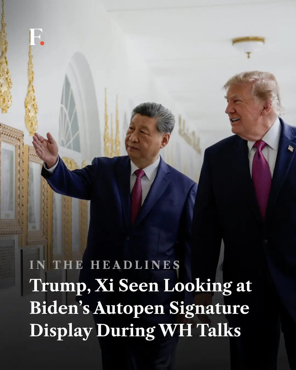 SD73660's tweet photo. Before their talks, Trump &amp; Xi walked the Colonnade to view the new "Presidential Walk of Fame," featuring past U.S. presidents. At the 46th pres portrait, Trump pointed out a plaque of an autopen, joking to Xi, "This is the autopen... it's Biden"  https://t.co/pYpwQHoQX9 https://t.co/H3vh7HnPdG