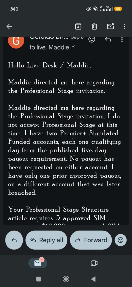 NotknownTrader's tweet photo. @fundedfamily At least we can have a conversation through X since you don't respond emails. I accepted that stupidity since I wanted to at least recover my challenge fee. If you are really serious, give me my evals, let me complete my last winning day, pay me and then I will qualify to Pro. https://t.co/E8q8DbqD68