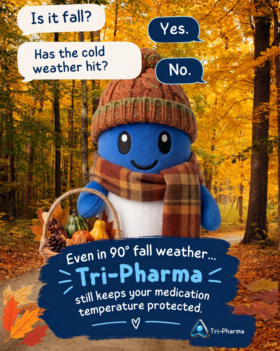 tripharmainc1's tweet photo. 🍂 Fall weather may be taking its time, but medication temperature protection doesn’t.
Even at 90°, Tri-Pharma keeps pharmaceutical products protected with the temperature control they require. 🌡️💙
#TriPharma #Pharma #ColdChain #HealthcareLogistics #MedicationSafety https://t.co/2RbcUtRPZz