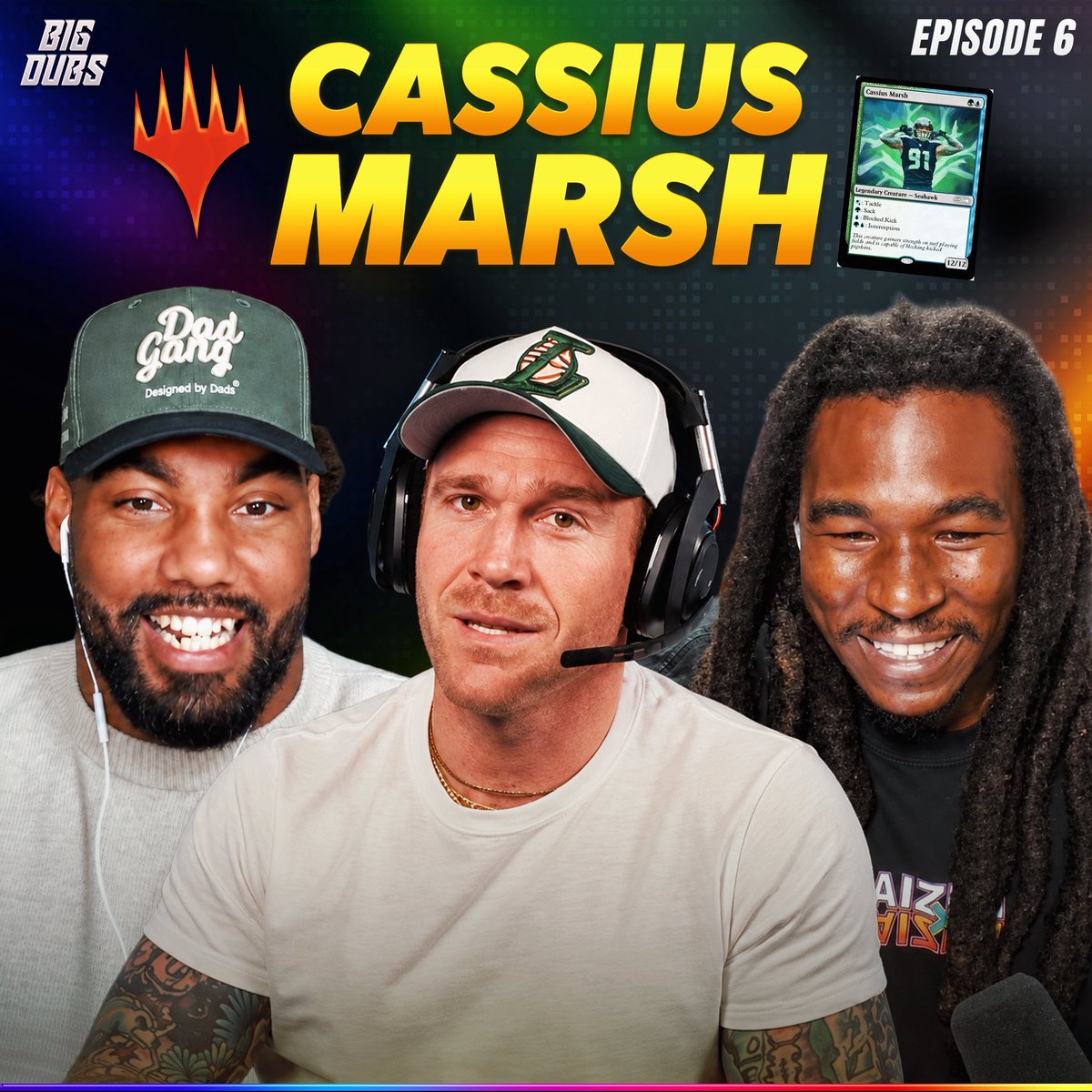 BigDubsPod's tweet photo. Episode 6️⃣ is ACTIVE, so go get at it

Former Seahawks D-lineman and current Magic the Gathering veteran Cassius Marsh links up with the Dubs to talk about MTG, trading card games, life in the league, and everything between 🙌

WATCH NOW 📺: https://t.co/F84BFVxMqa https://t.co/yaOdwj0VIw