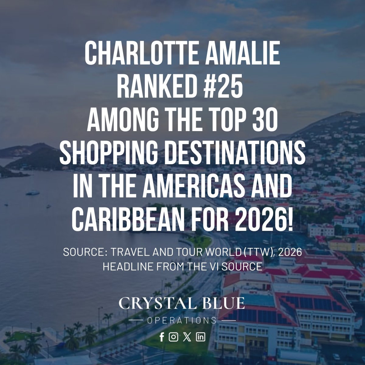 crystalblueusvi's tweet photo. The world still sees something special in Downtown Charlotte Amalie. So do we. 💙

#CrystalBlueUSVI #CBOHARP #CharlotteAmalie #DowntownRevitalization #HistoricPreservation https://t.co/G44xCpQgzJ