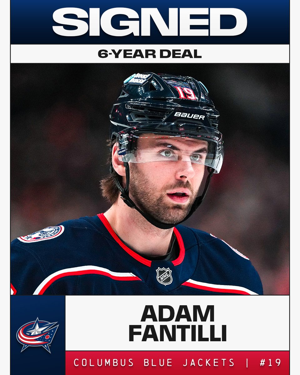Signed, sealed and staying in Columbus! ✍️

Adam Fantilli has signed a six-year contract with the @​BlueJacketsNHL! 
 [📷](https://pbs.twimg.com/media/HTATJZUbE