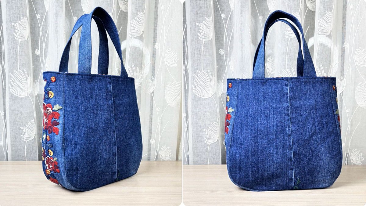 JudeVaupelsul's tweet photo. Just finished this upcycled denim tote! Turned old jeans into a new, functional bag—saved money u0026 kept fabric out of landfills. Anyone else love DIY upcycling https://t.co/RlK6Qd3q3P