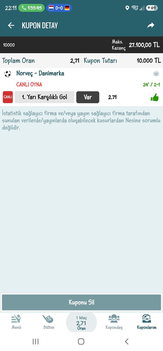 kenanpoyraz771's tweet photo. Kenan Poyraz bilgiler -133 
1.yari kg var🔥🔥🔥👈💰

Bir macin ...

1.Yari kg var Oranlari ile 👈🔥💛
Buraya dikkat 

Acilan evet /evet hayir /hayir  hayir/ evet ve evet/ hayir bölümü var ...bu bölüm deki i oranlarda 

Buraya dikkat 

Ilk yari kg var ile

Hayir /evet orani ayni 🔥💛👈

ise veya en fazla 0.10 barem farki var ise ...burdaki barem 0.5 in altında olursa yani birebir ayni olursa ornergin 

Ilk yari kg var 3.30
Hayir/evet 3.30 yada 3.35 3.40 
En fazla 0.10 barem burasi 0.11 yani 

Ilk yari kg var 3.30 olup
Hayir / evet 3.41 olursa geçersizdir...

Bu sekilde oran acilan maclarda 
Ilk yari kg var yuzde 80 - 90 
Gelmektedir ayrica bu oranlari gördüğünüzde o maca gönül rahatlığıyla ilk yari 0.5 ust oynayabilirsiniz 🥷🥷🥷🥷

Kenan Poyraz bilgiler gerçektir 🥷

Deneyin göreceksiniz 🔥💛💰👀

Ogretmeye ve kazanmaya devam edeceğiz 🥷

Simdi bir iki örnek atalim...

@kenanpoyraz771