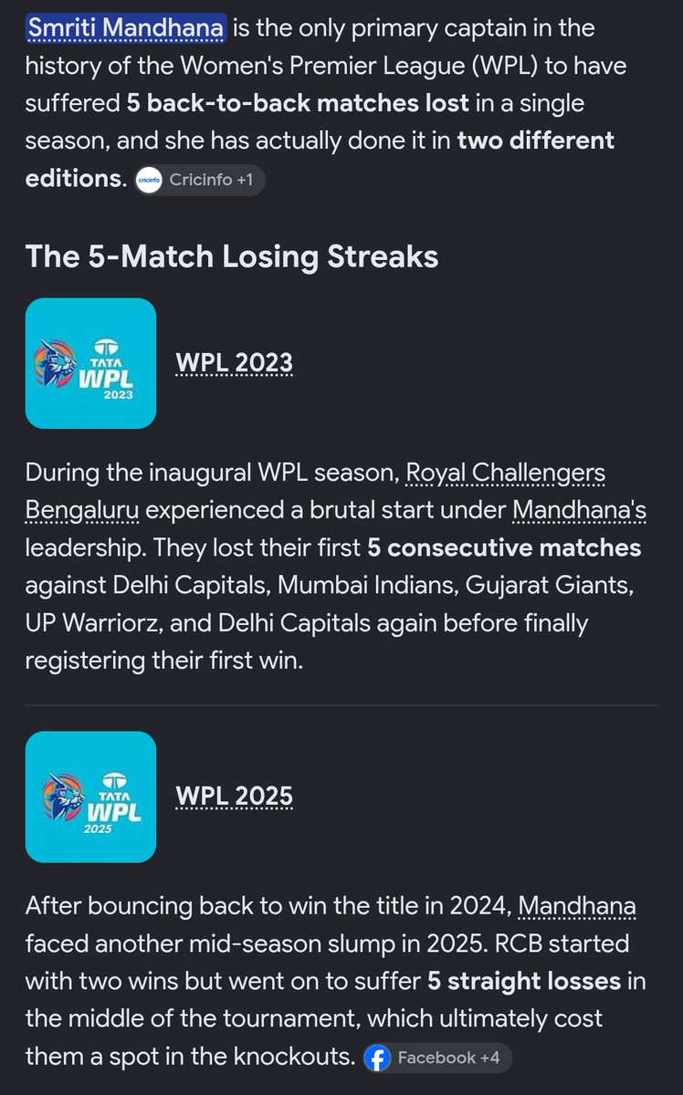 shrushtisharmaa's tweet photo. No one will show you this 🤣
Even Captains Deepti and Sneh hadn't lost 5 back to back matches as Captains, they too had captianed a whole wpl season.. 🥱 https://t.co/xZvd8aNXJV
