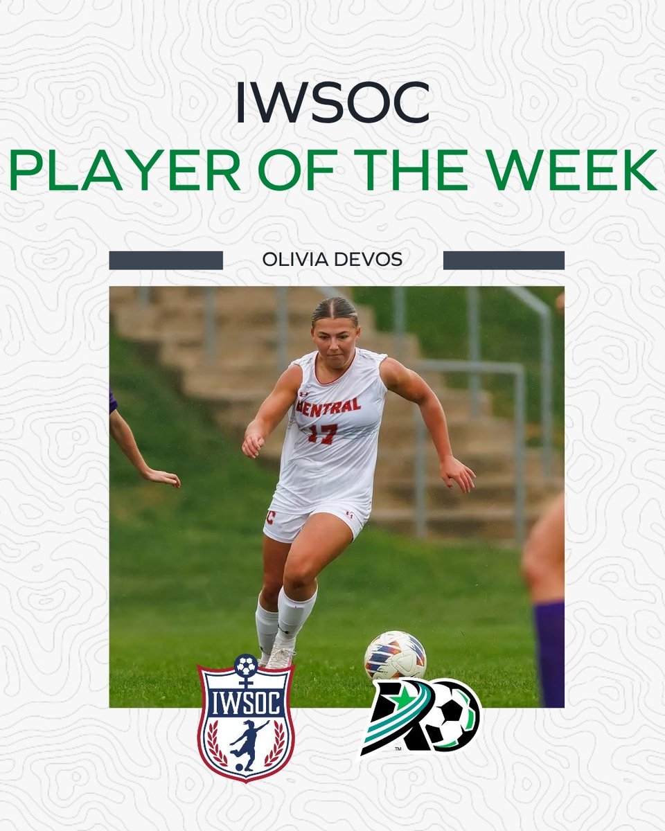 AmerRiversConf's tweet photo. W⚽️: 𝗜𝗪𝗦𝗢𝗖 𝗣𝗹𝗮𝘆𝗲𝗿 𝗼𝗳 𝘁𝗵𝗲 𝗪𝗲𝗲𝗸.

Congrats to @CentralDutch Olivia DeVos on being named IWSOC National Player of the Week ‼️

#rollriversWSOC https://t.co/WnnfUBSCAQ