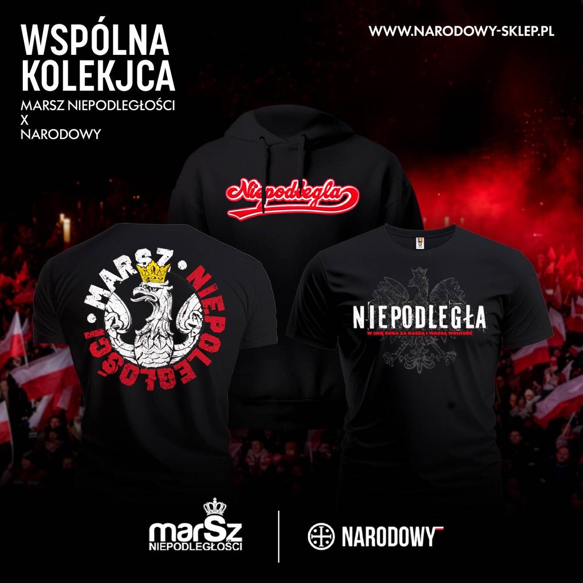 StowMarszN's tweet photo. Pozostało 47 dni do Marszu Niepodległości! 🇵🇱

NARODOWY × MARSZ NIEPODLEGŁOŚCI. 

Nie idź jako gość, tylko jako część Marszu.

Wspólna kolekcja. Limitowana.

Nie odkładaj. Zamów już teraz w Preorderze.
https://t.co/VdkBGWscuY https://t.co/BIYMaGwMJp