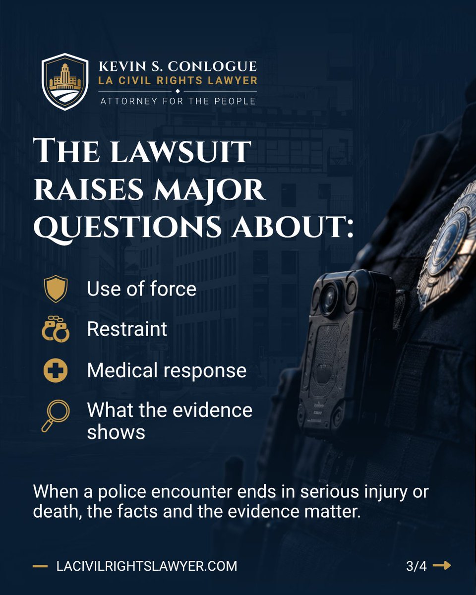 lacivilrightsla's tweet photo. A federal civil rights lawsuit has been filed after Diego Rios died following a traffic stop involving Claremont police.

The case raises questions about use of force, restraint, medical response, and the evidence surrounding what happened.

#CivilRights #PoliceAccountability https://t.co/TQgZbMBYD9