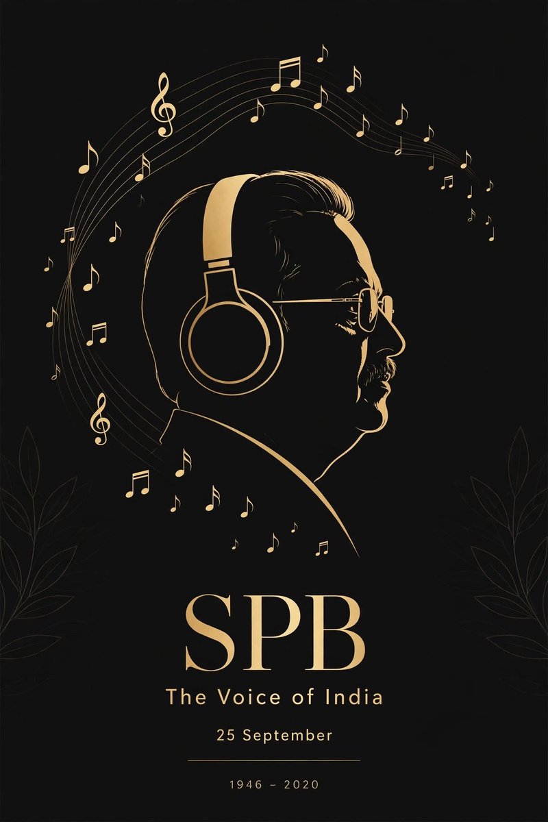 DattaSubi's tweet photo. *Heartfelt Tribute to S P Balasubrahmanyam on his Death Anniversary — 25 September 2020*

S P Balasubrahmanyam — SPB — was *India's Eternal Voice.* He sang over *40,000 songs in 16 languages* over 50 years — a Guinness World Record.

*Born:* 4 June 1946, Nellore (now Andhra Pradesh) to S P Sambamurthy and Sakunthalamma. His wife is Savitri, son S P Charan, daughter Pallavi.

*The Journey:*
An engineering student, he won a singing competition in 1964. Music director S P Kodandapani gave him first break with Telugu film _Sri Sri Sri Maryada Ramanna_ in 1966. He never looked back.

He became the voice of Salman Khan, Rajinikanth, Kamal Haasan, Anil Kapoor — for every superstar.

*Awards & Glory:*
- *6 National Film Awards* for Best Male Playback Singer
- *Padma Shri (2001), Padma Bhushan (2011), Padma Vibhushan (2021 posthumous)*
- *25 Nandi Awards* from Andhra Pradesh Govt
- He acted in 72 films and was a beloved TV host with _Paadutha Theeyaga._

*The Magic:* His voice had no age — romantic, classical, peppy, devotional — he could sing anything. _“Tere Mere Beech Mein”, “Ek Duuje Ke Liye”, “Sa Re Ga Ma”, “Dil Deewana”_ — every generation grew up with him.

*Final Days:* In August 2020, he was admitted to MGM Healthcare, Chennai for COVID-19. After fighting for 50 days, he left us on *25 September 2020* at age 74.

*Legacy:* He didn't just sing songs; he gave emotions a voice. From a village temple to Wembley, his voice lives on.

*Message for Students:* SPB proved that humility is louder than fame. He bowed to every stage, respected every lyricist, and sang every song as if it were his first.

On 25 September, we bow to the man whose voice will never die.