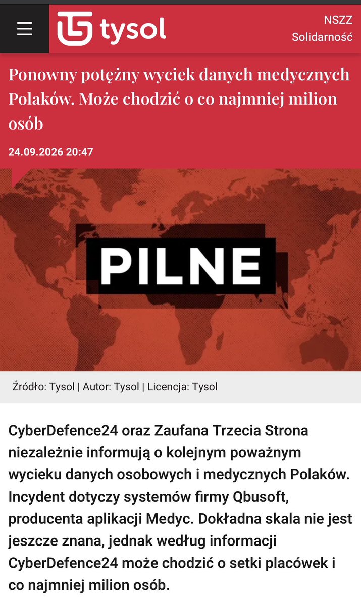 JanMolski's tweet photo. ZNOWU MAMY WYCIEK DANYCH MEDYCZNYCH PACJENTÓW. 

Prawdopobnie chodzi o KOLEJNY MILION OSÓB.

To ja teraz sobie poczekam na konferencje prasową Gawkowskiego. I tłumaczenie, dlaczego przeciążony jest serwis bezpiecznedane… https://t.co/xvJwCU19LY