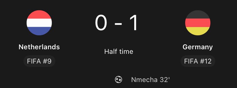 FootballXtraa__'s tweet photo. 🚨HT: 🇳🇱 NETHERLANDS 0:1 GERMANY 🇩🇪 https://t.co/t0UzYpIPGz