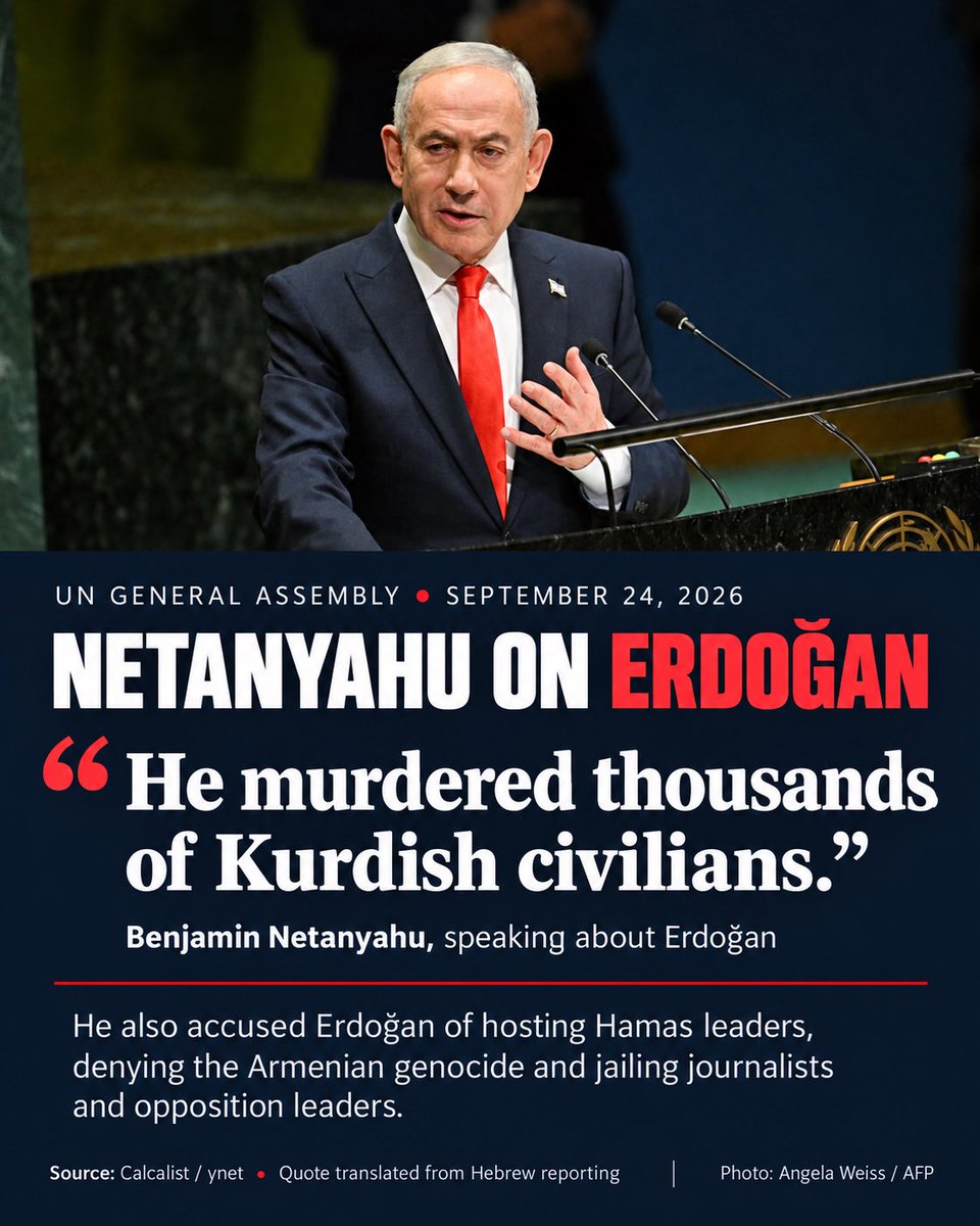 yby4040's tweet photo. 🚨 NETANYAHU AT THE UN: ERDOĞAN MURDERED THOUSANDS OF KURDISH CIVILIANS.

The world must not look away.

Today, September 24, 2026, Prime Minister Benjamin Netanyahu accused Erdoğan of murdering thousands of Kurdish civilians, hosting Hamas leaders, denying the Armenian genocide and imprisoning journalists and opposition leaders.

To me, these remarks expose international hypocrisy. Where is the outrage for Kurdish victims? Where are the demands for accountability from a leader who lectures others about human rights?

Kurdish lives are worth no less. Political convenience must never determine which victims deserve solidarity and which are forgotten.

As President of the Jewish Kurdish Community in Israel, I welcome the recognition of Kurdish suffering on the international stage. These words must be followed by consistent support for the Kurdish people’s right to freedom, security and self-determination.

❤️ My heart is with my Kurdish brothers and sisters.

Yehuda Ben Yosef
President of the Jewish Kurdish Community in Israel

#Kurdistan #KurdishRights #HumanRights #Israel #Netanyahu #Erdogan