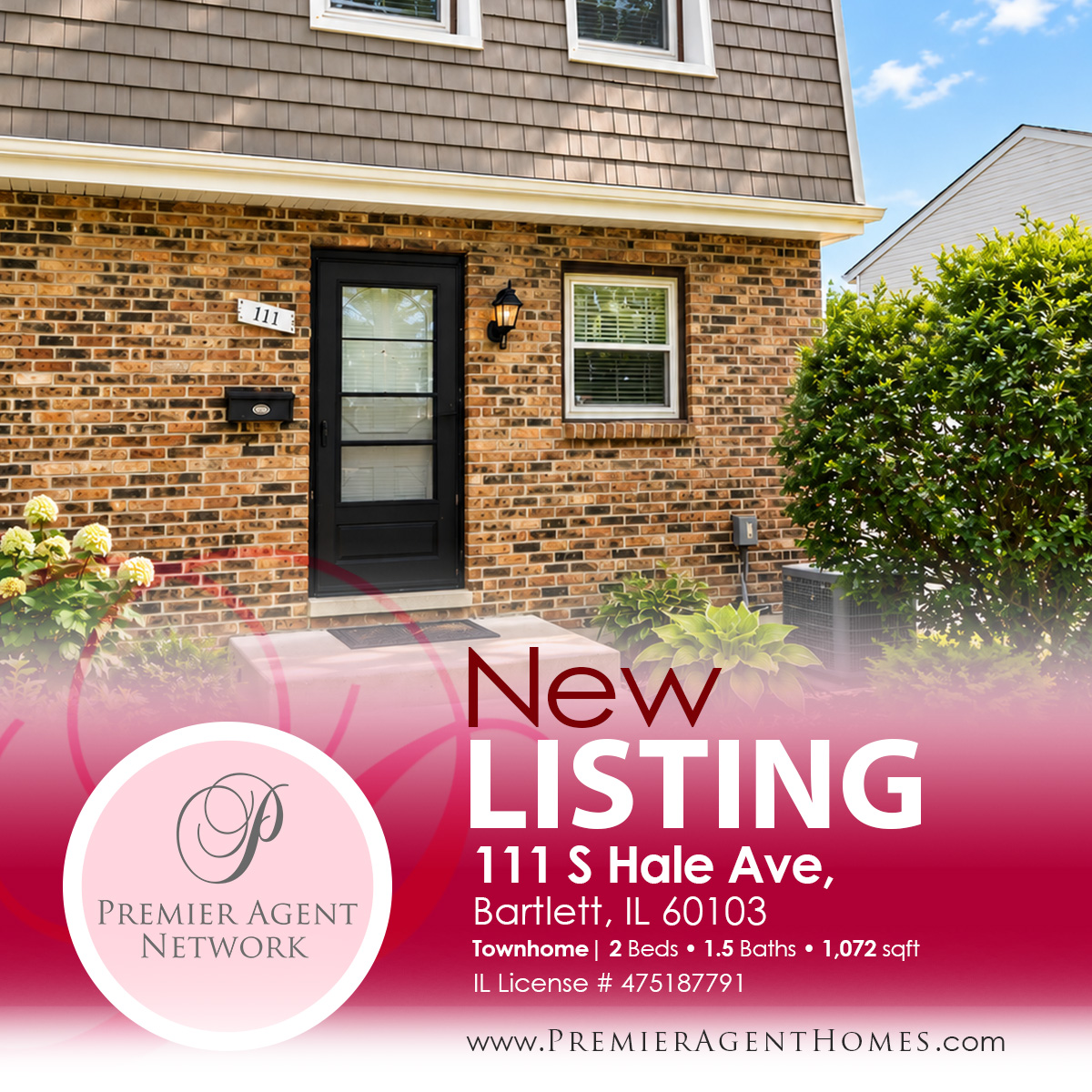 PremierAgentN's tweet photo. ** New Listing **
111 S Hale Ave, Bartlett, IL 60103 | $255,000
Townhome | 2 Beds • 1.5 Baths • 1,072 sqft
Listed by Rudy Gandy with Premier Agent Network IL, LLC
Click for more: https://t.co/SuwaOHdhNm

#Bartlett #BartlettHomes #IL #Illinois #Townhome #PremierAgentNetwork https://t.co/PltwGfk8yD