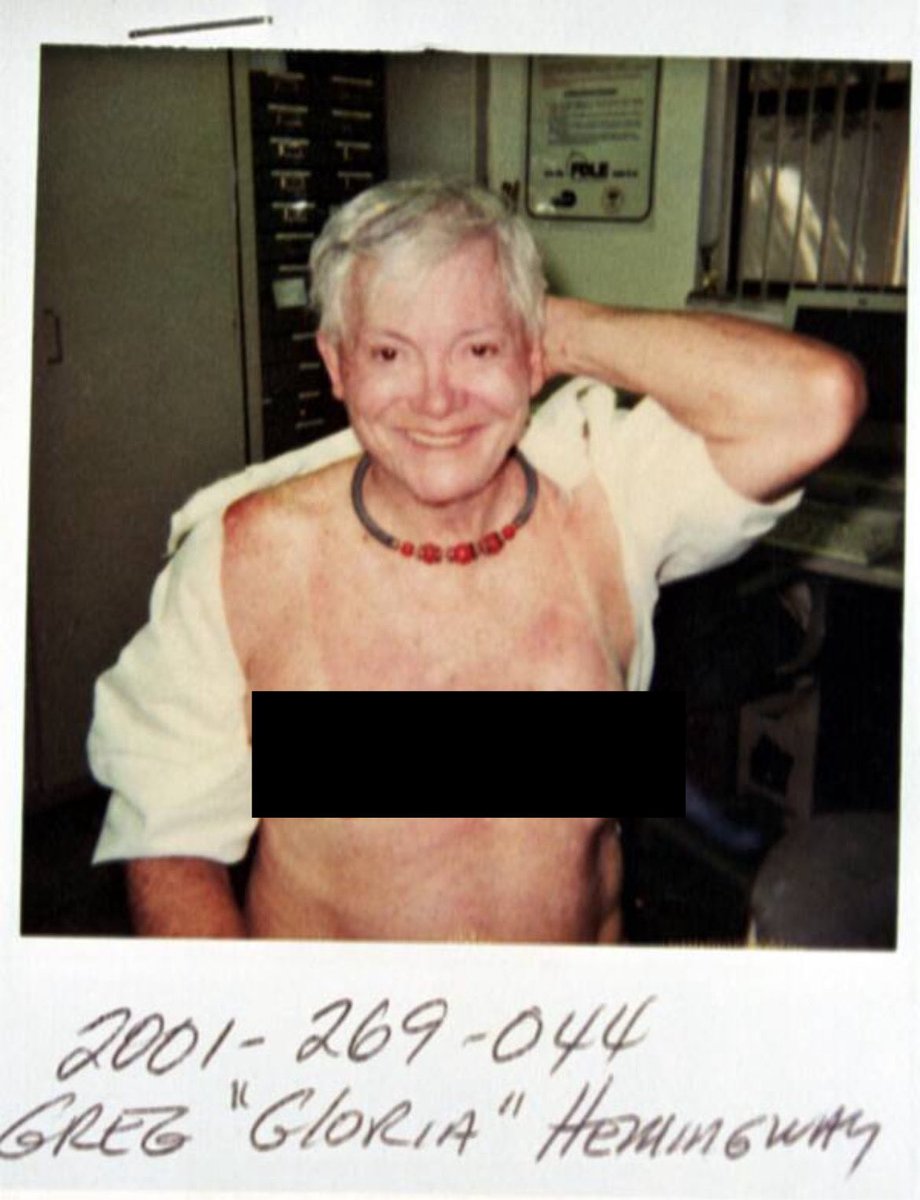 25YearsAgoLive's tweet photo. Gloria/Gregory/Vanessa Hemingway, son/daughter of Ernest Hemingway who goes by many names and pronouns simultaneously, formally comes out to the world as a transgender woman at a cocktail party, although Gloria/Gregory/Vanessa has gotten surgery, reversed it, gotten it again, and reversed that, and now affirmatively says that he/she is a woman and will get surgery again, though he/she insists on being called Gregory and using he/him pronouns for now, though this preference has changed many times in the past year.