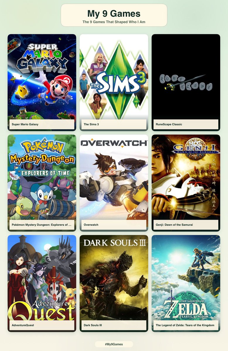 AskFareeha's tweet photo. Me and 9 games that have shaped me! https://t.co/eD03YHWbv4